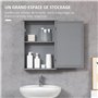 kleankin Armoire Murale de Salle de Bain avec Miroir - Armoire à Glace - Placard de Rangement Toilettes - 1 Porte, 2 étagères - 