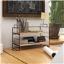 HOMCOM Organisateur de Bureau, étagère de Rangement de Bureau à 2 Niveaux, étagère en Bois et Structure métal Noir, 42 x 16,5 x 