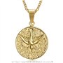 BOBIJOO Jewelry - Pendentif Collier Médaille Veni Sancte Spiritus Saint Esprit Acier Doré Or Plaqué Chaîne