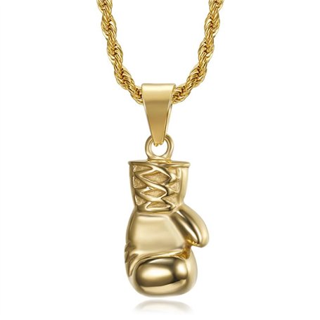 BOBIJOO Jewelry - Pendentif Collier Gant de Boxe Acier Inoxydable et Or Doré Plaqué Homme Femme Chaîne Incluse