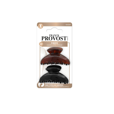 FRANCK PROVOST - Lot de 2 Pinces - NOIR & MARRON - Tous Types de Cheveux