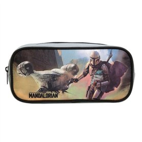 Bagtrotter Trousse Scolaire rectangulaire Star Wars/The Mandalorian Noire et Grise