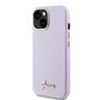 Guess GUHCP15SPGMCSL Coque pour iPhone 15 6.1" Violette Rigide Script Brillant à Paillettes
