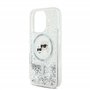 CG MOBILE Karl Lagerfeld Magsafe Coque Rigide à Paillettes liquides avec tête Karl & Choupette pour iPhone 16 Pro, Protection Co