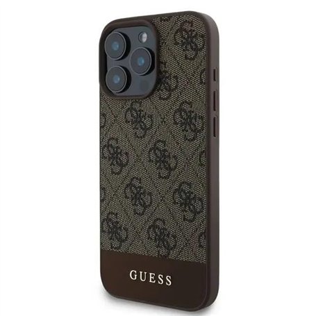 CG MOBILE Guess Coque Rigide en Cuir PU 4G avec Bande inférieure pour iPhone 16 Pro Max