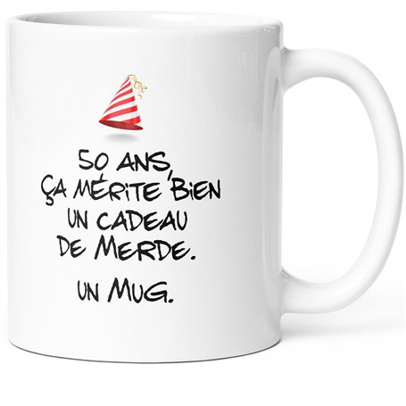 Mug Anniversaire 50 ans Humour Tasse Message drôle Idée Cadeau Original Rigolo pour Ami Homme Femme Collègue Copain Copine pour