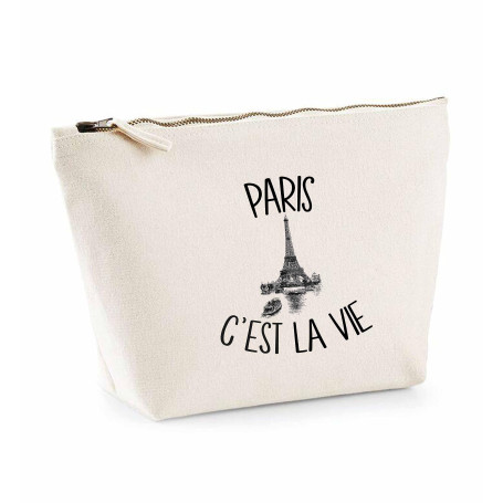 Trousse Paris C'est la Vie | Pochette Toilette Maquillage Idée Sac Cadeau