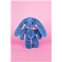 DOUDOU ET COMPAGNIE - Lapin Fleurette Bleu 25 cm – Peluche Bébé Ultra Douce avec Foulard Fleuri – Doudou Naissance Mixte – Color