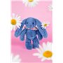 DOUDOU ET COMPAGNIE - Lapin Fleurette Bleu 25 cm – Peluche Bébé Ultra Douce avec Foulard Fleuri – Doudou Naissance Mixte – Color