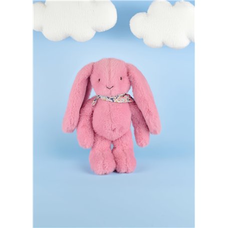DOUDOU ET COMPAGNIE - Lapin Fleurette Grenadine 35 cm – Peluche Rose Ultra Douce pour Bébé avec Foulard Fleuri – Doudou Mixte dè