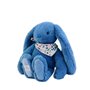 DOUDOU ET COMPAGNIE - Lapin Fleurette Bleu 35 cm – Peluche Ultra Douce en Velours pour Bébé – Doudou Mixte dès la Naissance – Fo