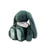 DOUDOU ET COMPAGNIE - Lapin Fleurette Eucalyptus 35 cm – Peluche Ultra Douce Vert Foncé – Doudou Bébé dès la Naissance – Foulard