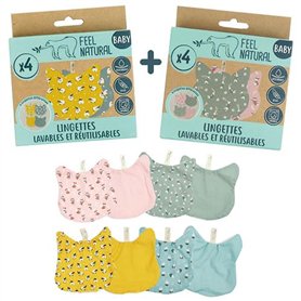 Kit 2 Lots de 4 Lingettes Bébé Chat - Idéal pour Hygiène