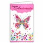Afie 15-6505 Carte avec Enveloppe Heureux Anniversaire pour Fille Femme Gros Papillon Rose Fleurs des Champs Champêtre Libellule