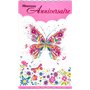 Afie 15-6505 Carte avec Enveloppe Heureux Anniversaire pour Fille Femme Gros Papillon Rose Fleurs des Champs Champêtre Libellule