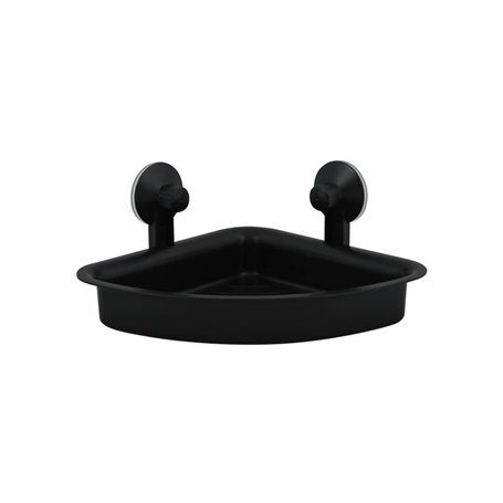 MSV Etagère Panier d'angle de Douche à ventouses PVC Noir Mat