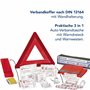 First Aid Only Kit d’Urgence 3 en 1 pour Voiture Din 13164 Triangle de Signalisation Euro 2 Gilets de Sécurité en Iso 20471:2013