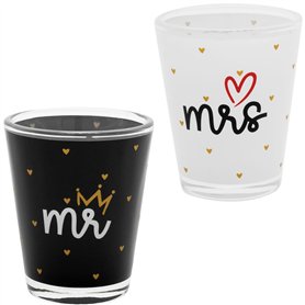 GRUSS & CO Ensemble de verres à liqueur motif mariage Mr. & Mrs : coffret cadeau de mariage