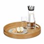 Relaxdays 10020235 Plateau de service rond en bambou plateau repas transport poignées HxlxP: 5 x 38