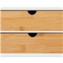 Relaxdays Boîte à tiroirs, Bambou et MDF, Mini-Commode 2 Compartiments, HxLxP : 14x33x21 cm, Organiseur, Nature/Blanc