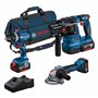 Bosch Professional 18V System combo-kit sans-fil : GSB 18V-45 + GBH 18V-22 + GWS 18V-8 (avec 3 batteries GBA 4.0Ah