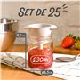 Praknu 25 Pots à Confiture de 230ml - Avec Étiquettes et Marqueur - Hermétique - Lavable au Lave-vaisselle - Idéal comme Cadeau