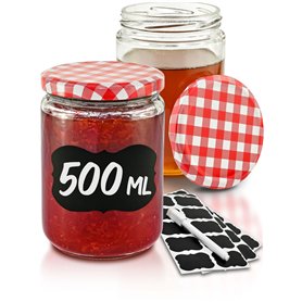 Praknu 12 Pots à Confiture de 500ml - Avec Étiquettes et Marqueur - Hermétique - Lavable au Lave-vaisselle - Idéal comme Cadeau