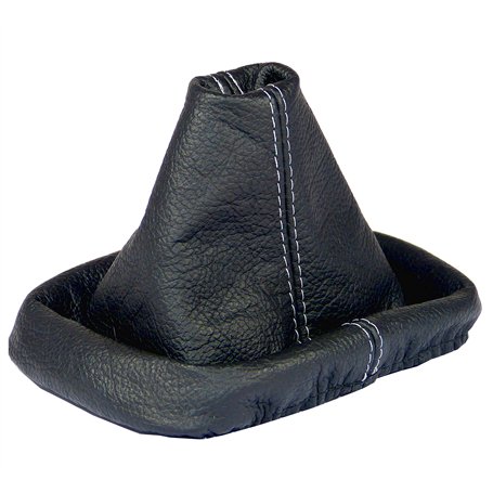 L&P A0038 Soufflet Sac Manchette manchon de commutation 100% cuir véritable veritable noir noire couture fil gris transmission m