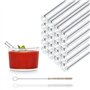 HALM Pailles en Verre Réutilisables - 20 Pièces Courtes Droites 10 cm + Brosse de Nettoyage sans Plastique - Compatible Lave-Vai