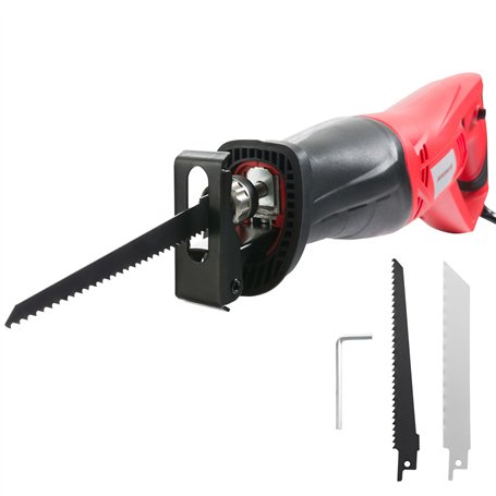 Arebos Scie Sabre Scie a Bois électrique | 750 W | Noir | Rouge | 130 mm | en Bois et en Métal | Patin de Guidage Réglable
