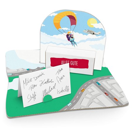 itenga Cadeau en Argent I Motif Parachutisme/Saut en Tandem I Anniversaire I Souvenir