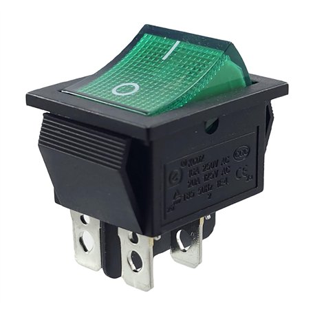 Interrupteur à bascule 4 broches 16 A 250 V AC 28 x 21 mm Éclairage LED vert Télérupteur Interrupteur Marche Arret