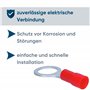 Kalitec RKSRM8 Lot de 10 cosses à anneau 0,5-1 mm² I Partiellement isolé M8 rouge I Cuivre I Collier en PVC I Pour connecter des