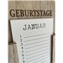 khevga Tableau mémo calendrier d'anniversaire permanent en bois 38 x 12 cm