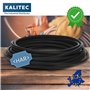 Kalitec Câble de câblage H07V-K 1,5 mm² noir - 10 m - Flexible - En PVC - Toron 1,5 mm² - Câblage à fils fins - Câble unique - C