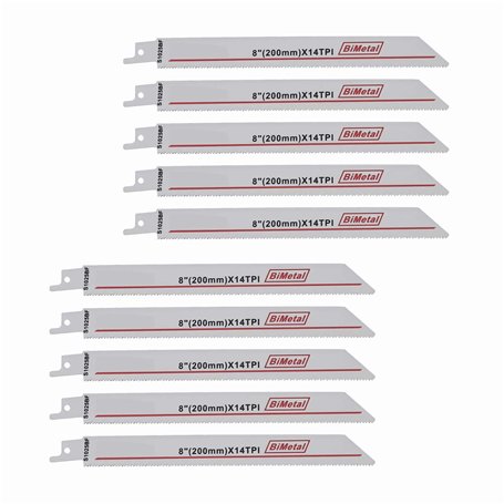 OTOTEC 10pcs R825BF Lames de Scie Sabre Alternative Bimétallique 14TPI 200mm Pas de 1.8mm S1025BF Robuste pour Tuyaux Minces en