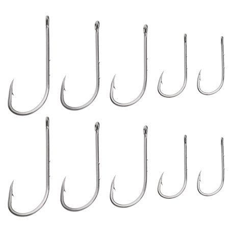 EMSea Lot de 50 hameçons de pêche en mer barbelés pour pêche en eau douce