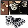 YINETTECH Faux Col Femme Colliers Détachable Broderie Fleur Rétro Large Revers Faux Col Châle Imprimé Fleuri Col Décoration pour