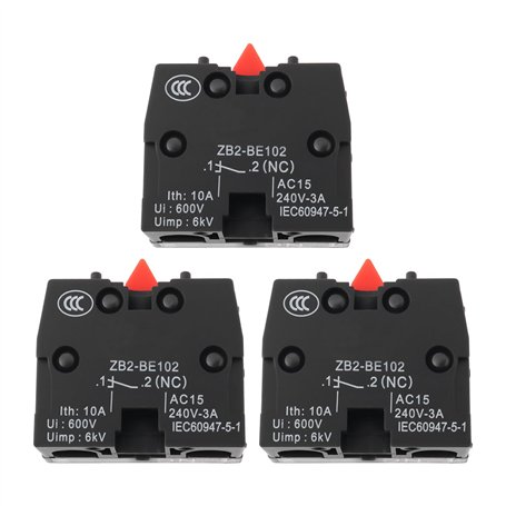 eMagTech Lot de 3 Interrupteurs ¨¤ Bouton-poussoir ¨¤ R¨¦armement Automatique ZB2-BE102 Compatible avec Schneider Les Interrupte