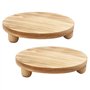Pylorixz 2 PCS Planche de Socle Rond Riser Planche de Présentation en Bois Planche de Socle Pot Fleuri Support Élévateur Couleur