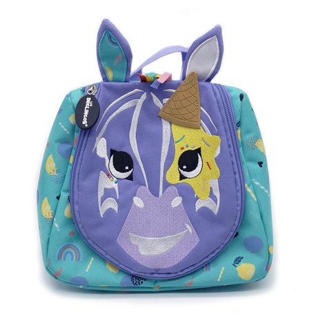 Les DEGLINGOS - Trousse de Toilette Kiprokos Le zèbre - Bébé et Enfant - Rangements astucieux - 23cm - Violet