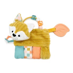 LES DÉGLINGOS, Hochet d'Activités Cyranos le Renard, Jouet d'Éveil Bébé avec Anneau de Dentition, Moutarde, 17 cm LES DÉGLINGOS