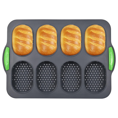Moule à pain en silicone, moule à pain à 8 compartiments, moule de qualité alimentaire, moule antiadhésif, adapté à la cuisson d
