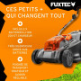 Fuxtec Tondeuse à Gazon sans Fil 40V (2x20V) E2RM43 Set Batteries et Chargeur - Largeur De Coupe 43cm, 40L, Hauteur De Coupe ...