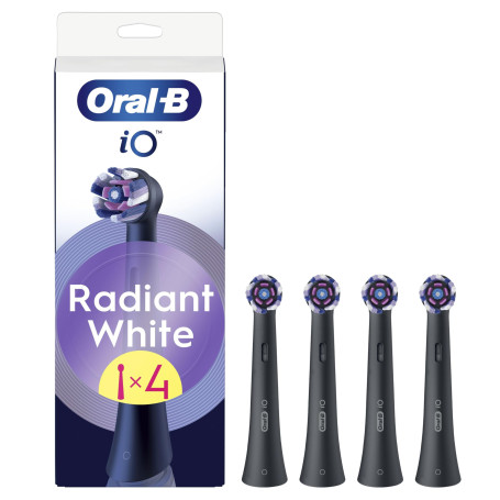 Oral-B Lot De 4 Brossettes De Rechange Radiant White, Authentiques, Noires, Brossage Avancé Grâce Aux Pétales De Polissage pour 