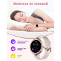 Montre Connectée Femme Ronde Petite Montre Podometre Smartwatch avec Appel Bluetooth Cardiofrequencemetre Oxymetre Chronometre p