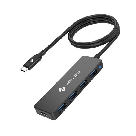 NOVOO 4 Ports Hub USB C vers USB 3.0 5Gbps Ultra Fin avec câble 60cm(2ft) Adaptateur USB-C Multiport USB pour iPhone 15 Plus/Pro