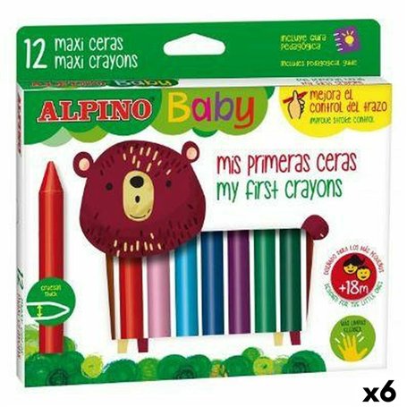Crayons gras de couleur Alpino Baby Multicouleur 12 Pièces (6 Unités)