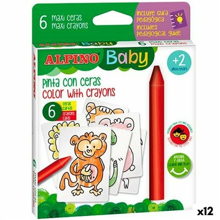 Crayons gras de couleur Alpino Baby Jungle Multicouleur (12 Unités)