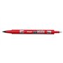 PILOT Lot de 3 Marqueurs TWIN MARKER BEGREEN indélibile rouge 2 pointes ogives:fine et moyenne